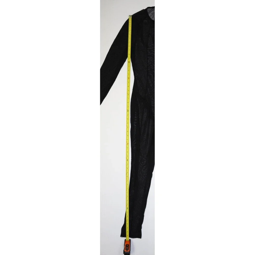 PRETTYLITTLETHING Catsuit Womens 16 Plus Black Sheer Animal Print Long Sleeve - Picture 2 of 10